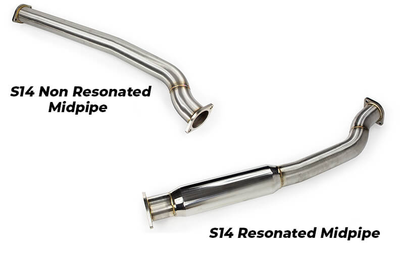 ISR Performance Series II Exhaust system for Nissan 240sx comparing non resonated to resonated midpipes